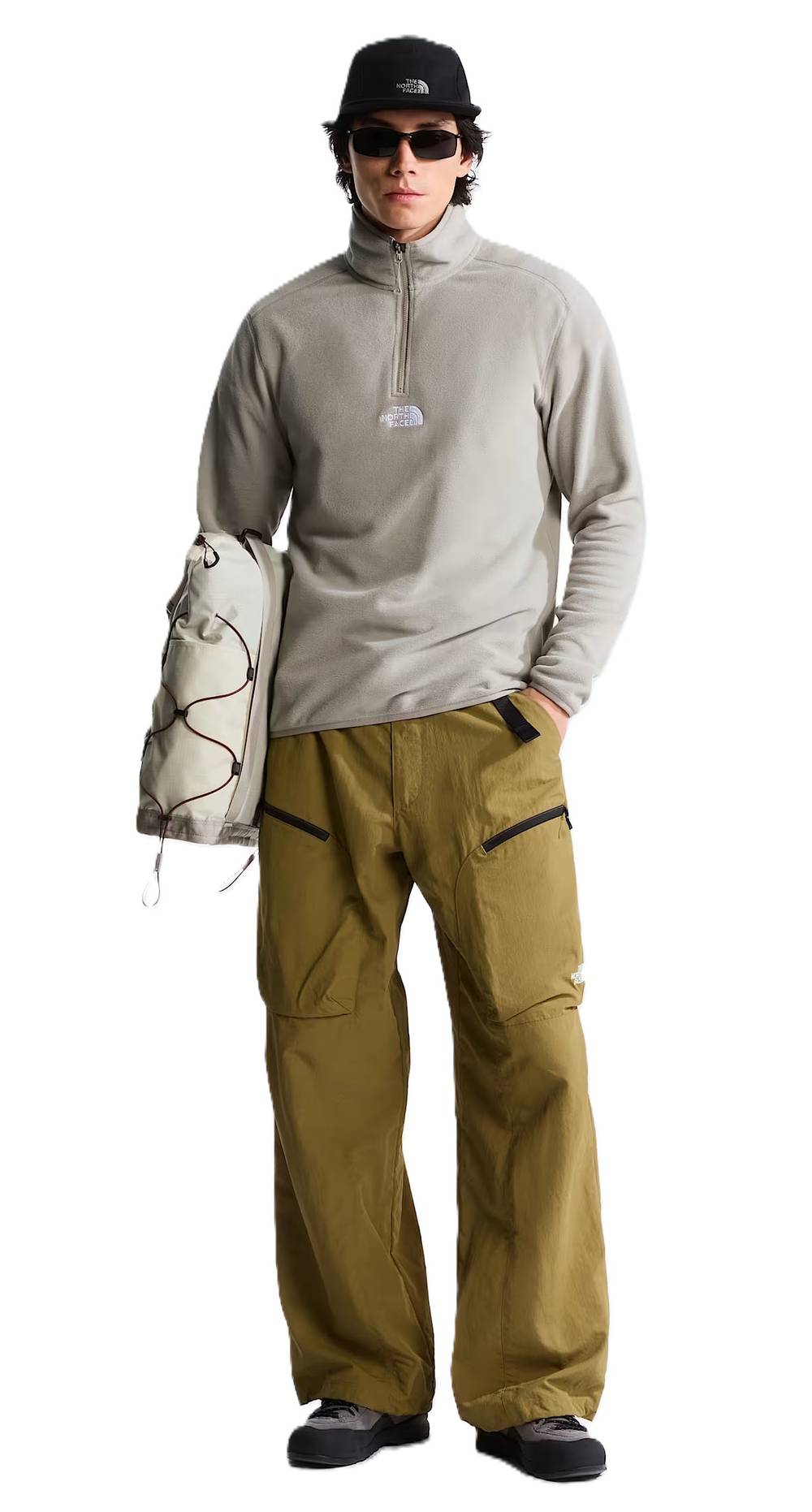 The North Face Men's Glacier ¼ Zip-Embroidered Logo in Stone Slab - Image 1 of 2