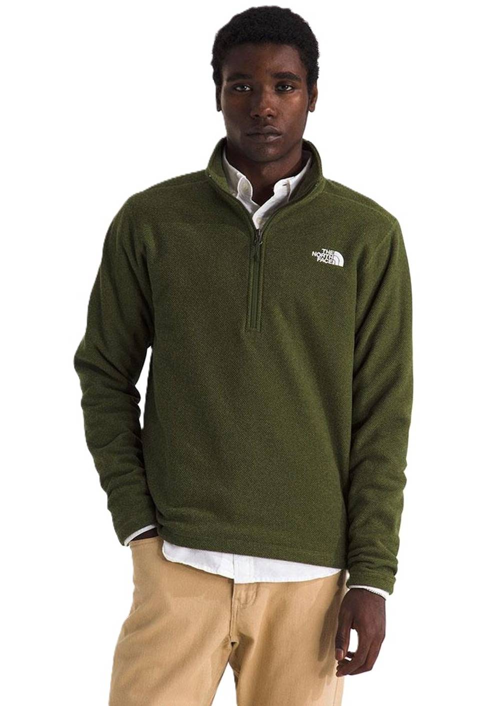 The North Face Men's Textured Cap Rock ¼ Zip in New Taupe Green Heather - Image 1 of 1
