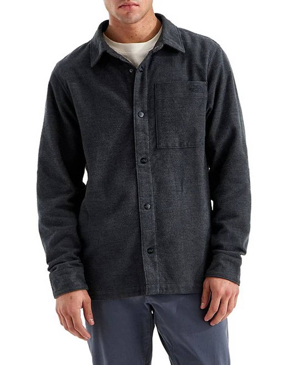 The North Face Men's Forest Flannel Long-Sleeve Shacket in TNF Black Grain Plaid - Image 1 of 3