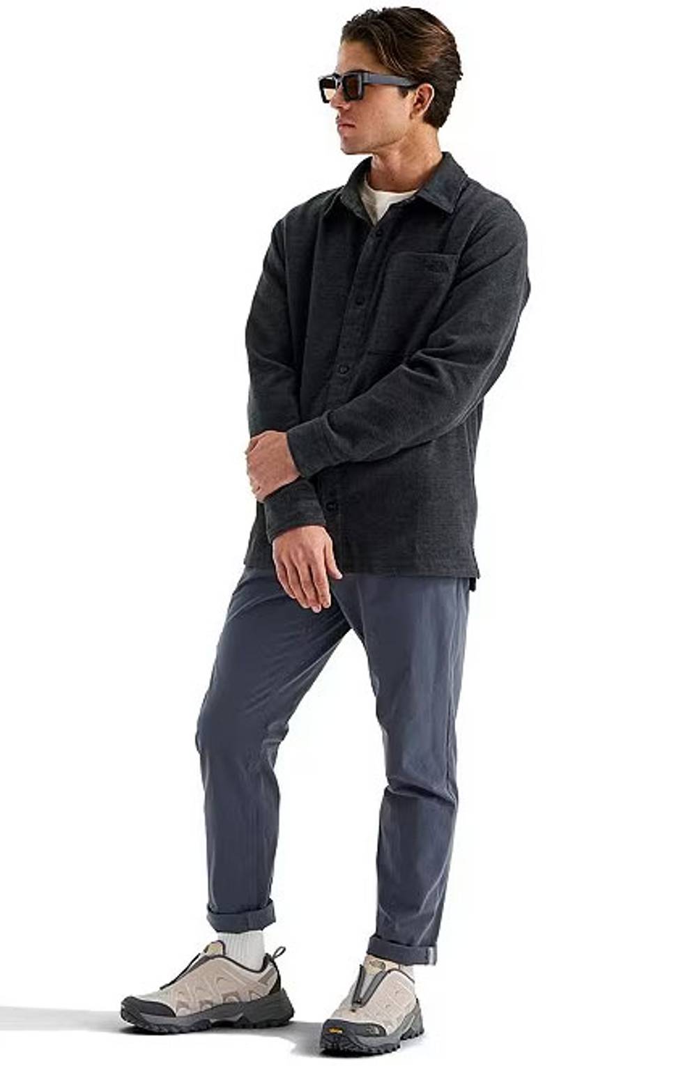 The North Face Men's Forest Flannel Long-Sleeve Shacket in TNF Black Grain Plaid - Image 3 of 3