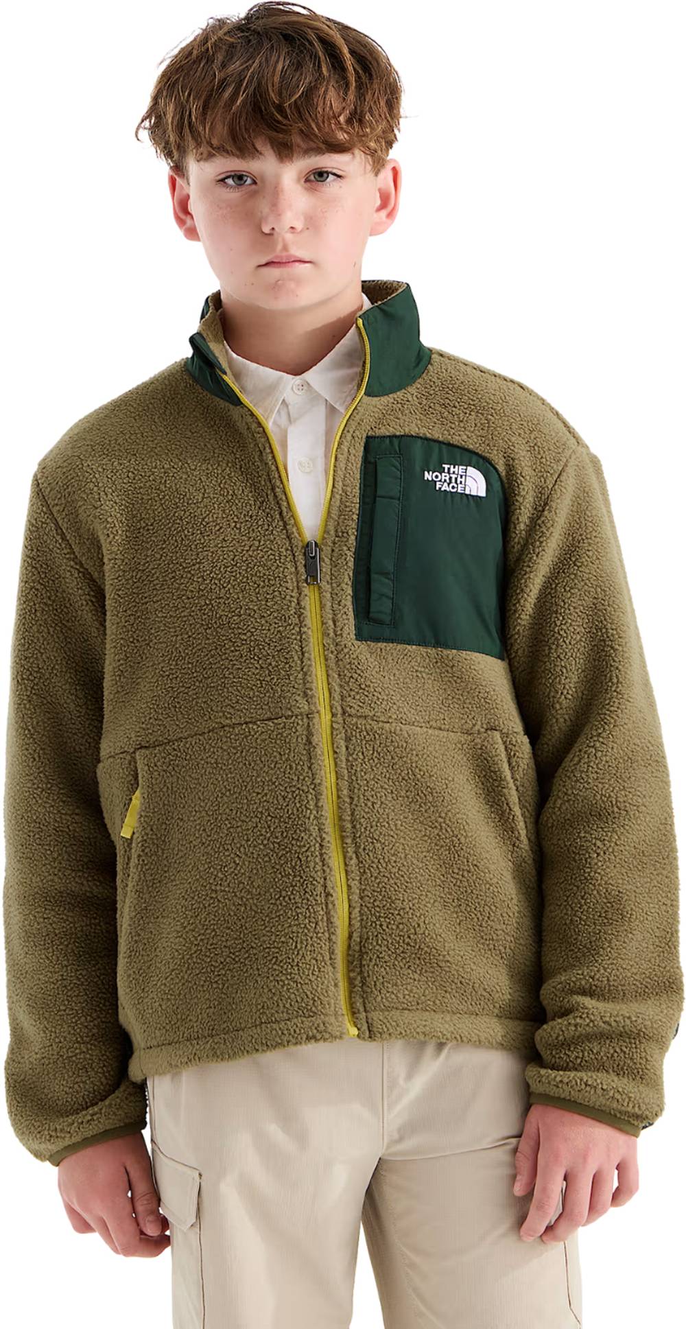 The North Face Boys' Yumiori Off Peak Full Zip Jacket in Caraway Seed/Bottle Green - Image 1 of 2