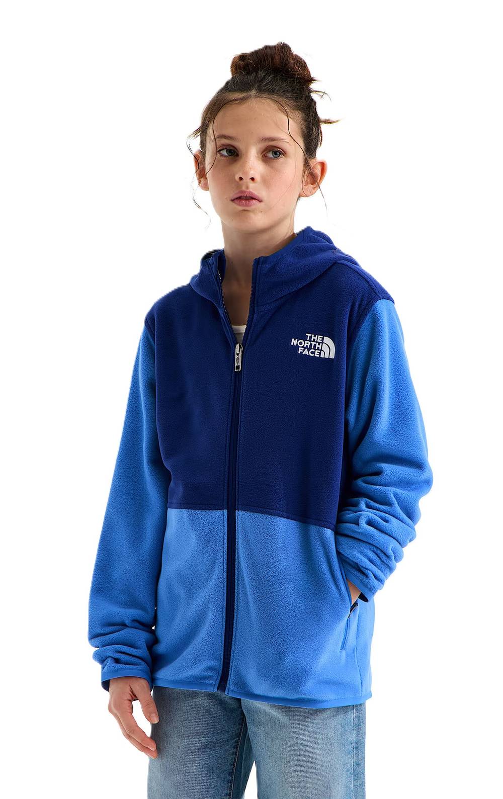 The North Face Teen Glacier Full Zip Hoodie in Bold Blue/Active Blue - Image 2 of 3
