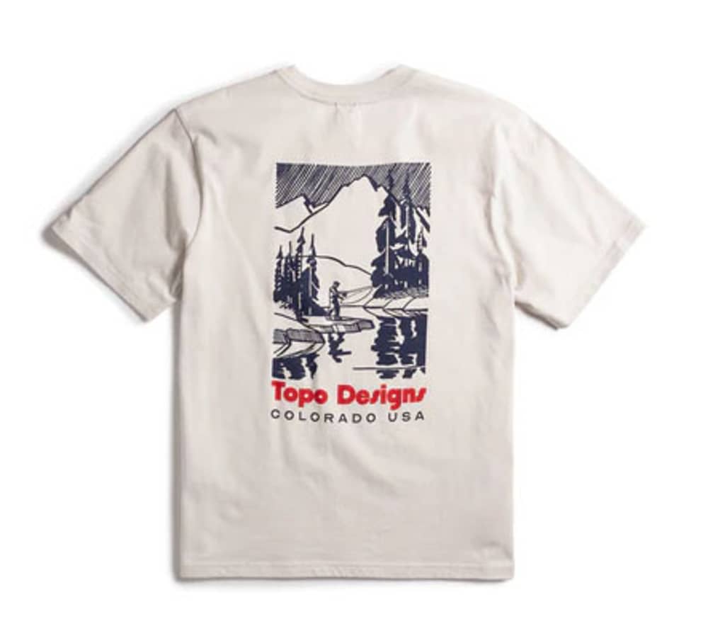 Topo Designs Men's S/S Mountain River Tee in Bone White - Image 2 of 2