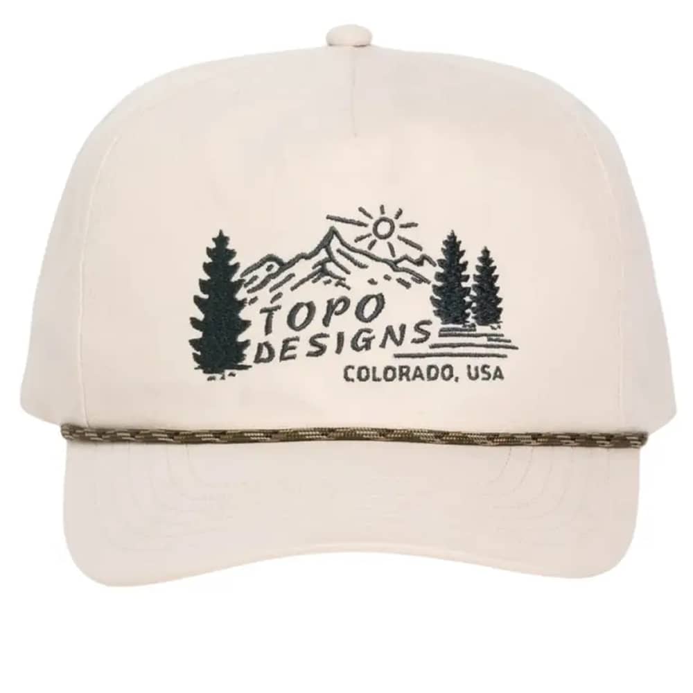 Topo Designs Mountain Scene Twill Rope Cap in Bone White - Image 1 of 3