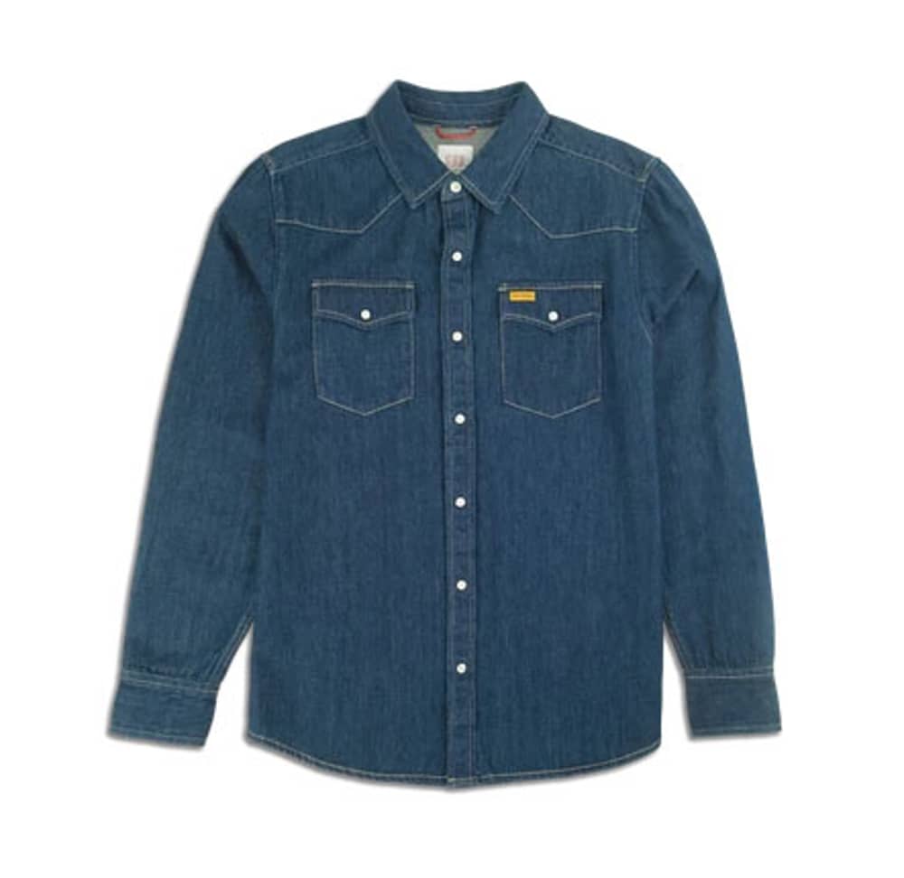 Topo Designs Mountain Shirt Long Sleeve Denim in Dark Denim - Image 1 of 2