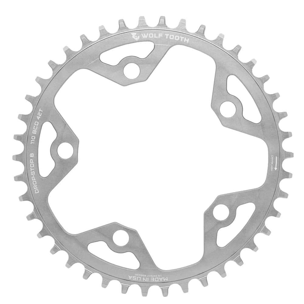 Wolf Tooth 110 BCD 5 Bolt Chainring in Raw Silver - Image 1 of 1