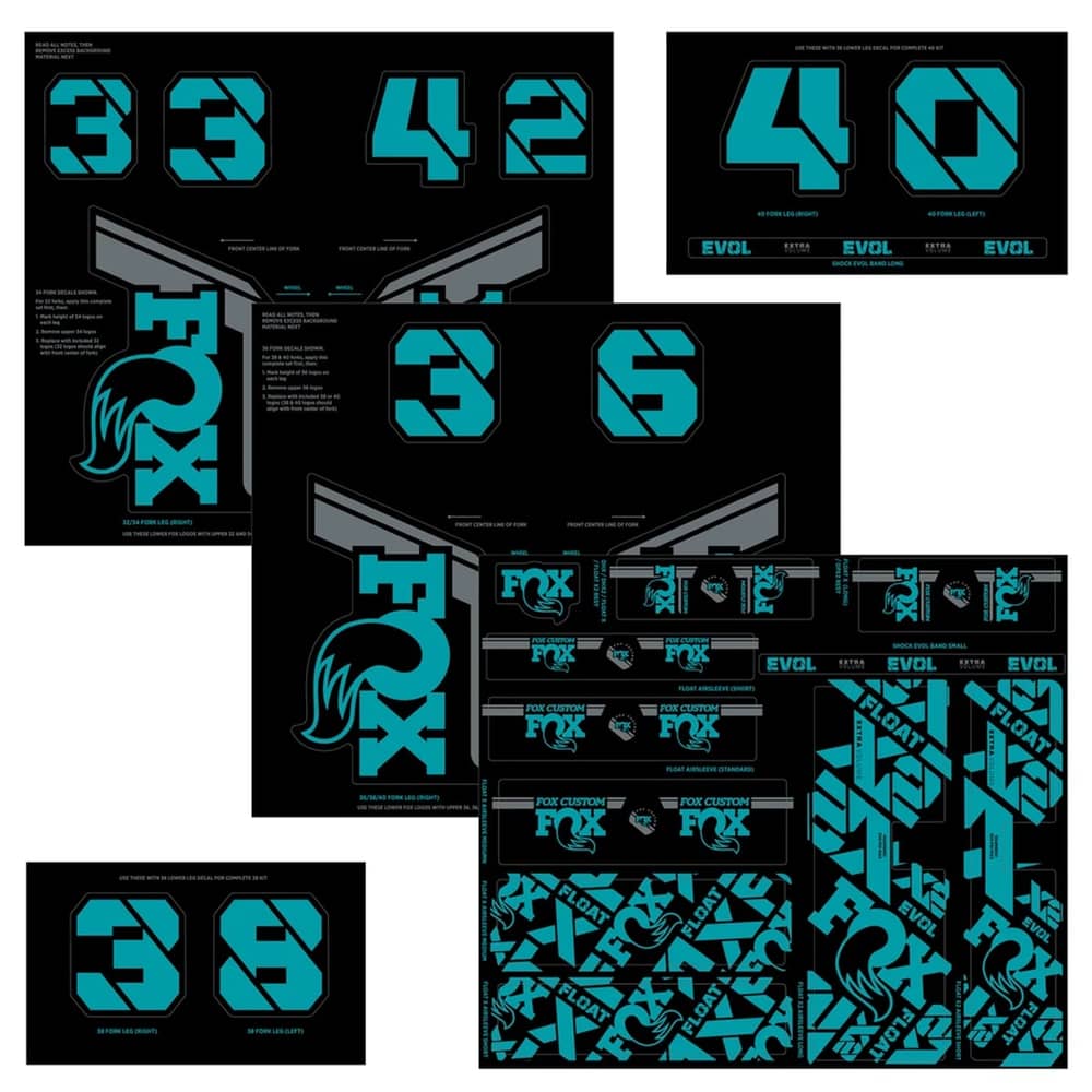 Fox Custom Fork and Shock Decals in Turquoise - Image 2 of 2