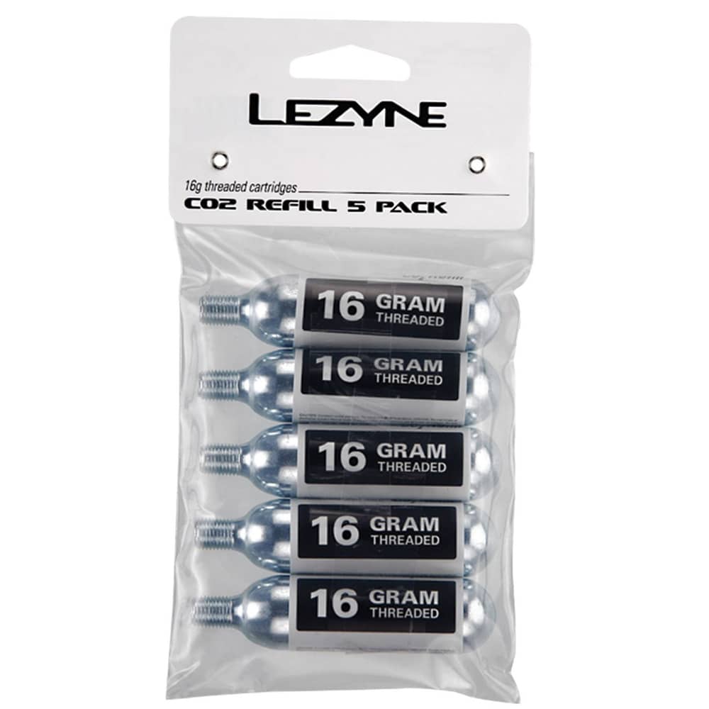 Lezyne 16G 5-Pack Co2 Refill Cartridges in Silver - Image 1 of 2