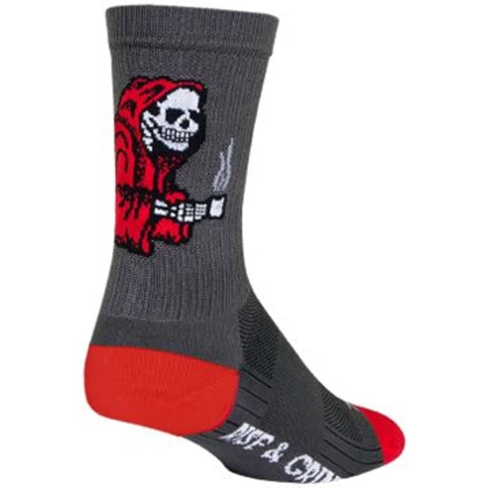 Sock Guy SGX 6" Rise and Grind Socks in Grey/Red - Image 1 of 5