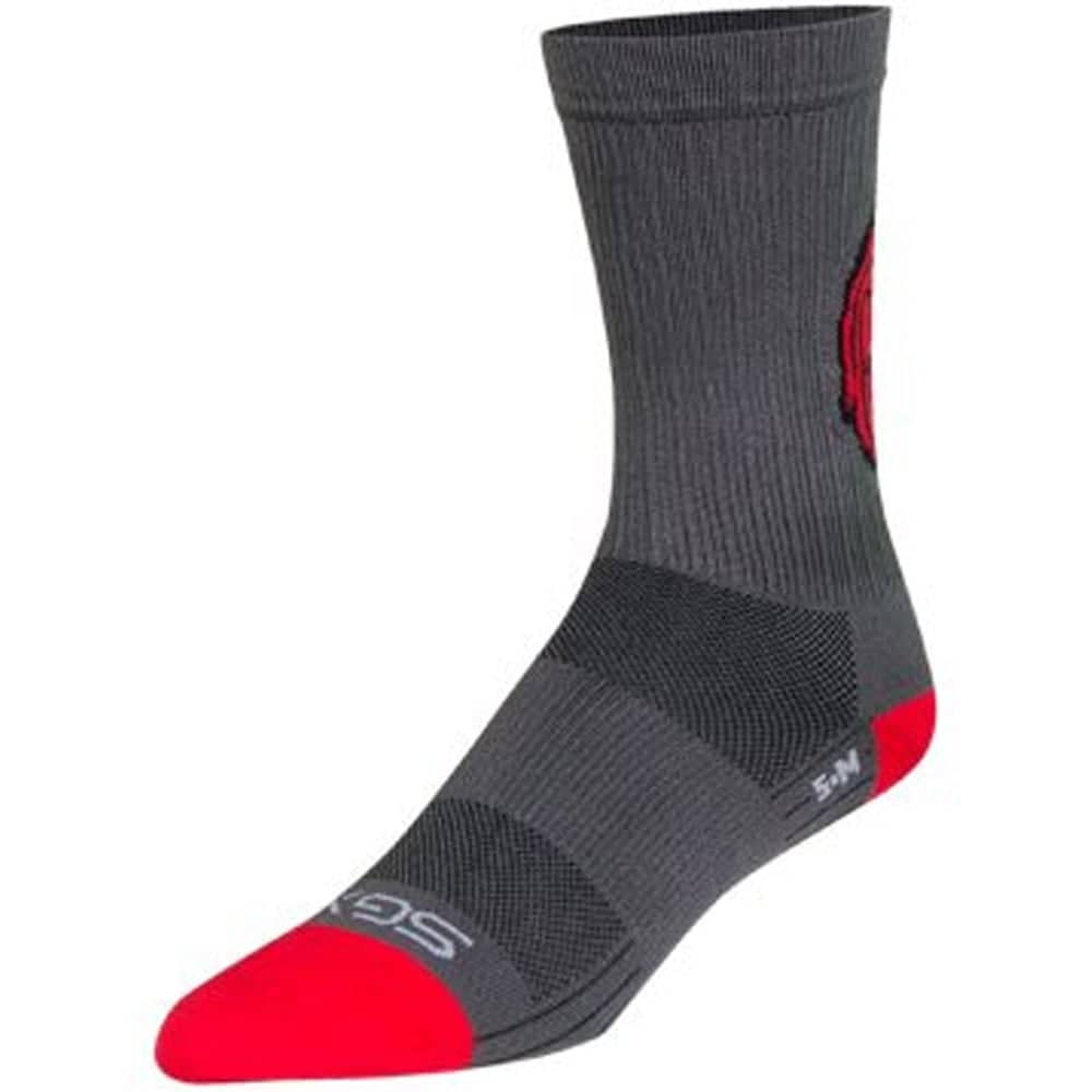 Sock Guy SGX 6" Rise and Grind Socks in Grey/Red - Image 2 of 5