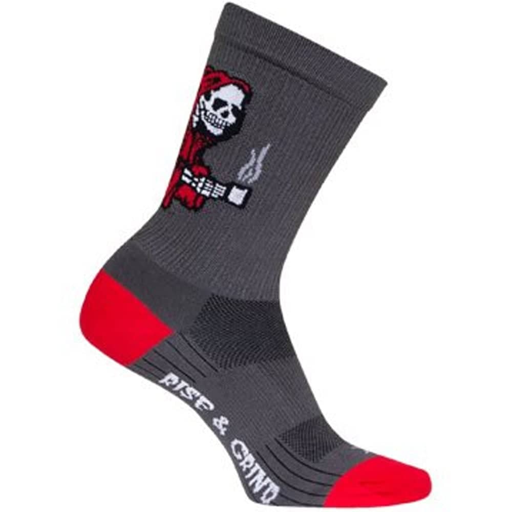 Sock Guy SGX 6" Rise and Grind Socks in Grey/Red - Image 4 of 5