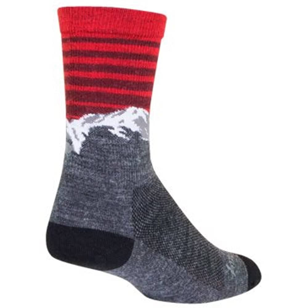 Sock Guy Summit 6" Wool Crew Socks in Grey/Red - Image 1 of 4