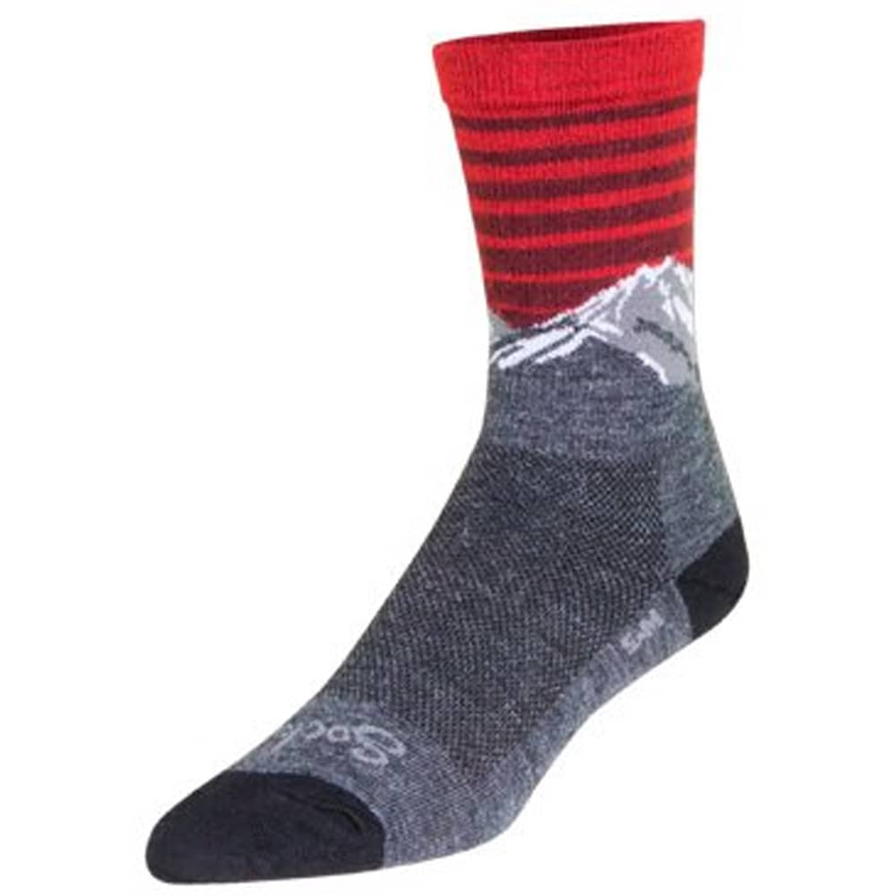 Sock Guy Summit 6" Wool Crew Socks in Grey/Red - Image 2 of 4