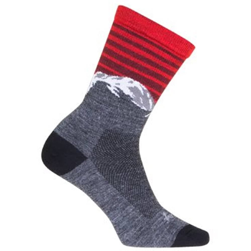 Sock Guy Summit 6" Wool Crew Socks in Grey/Red - Image 3 of 4