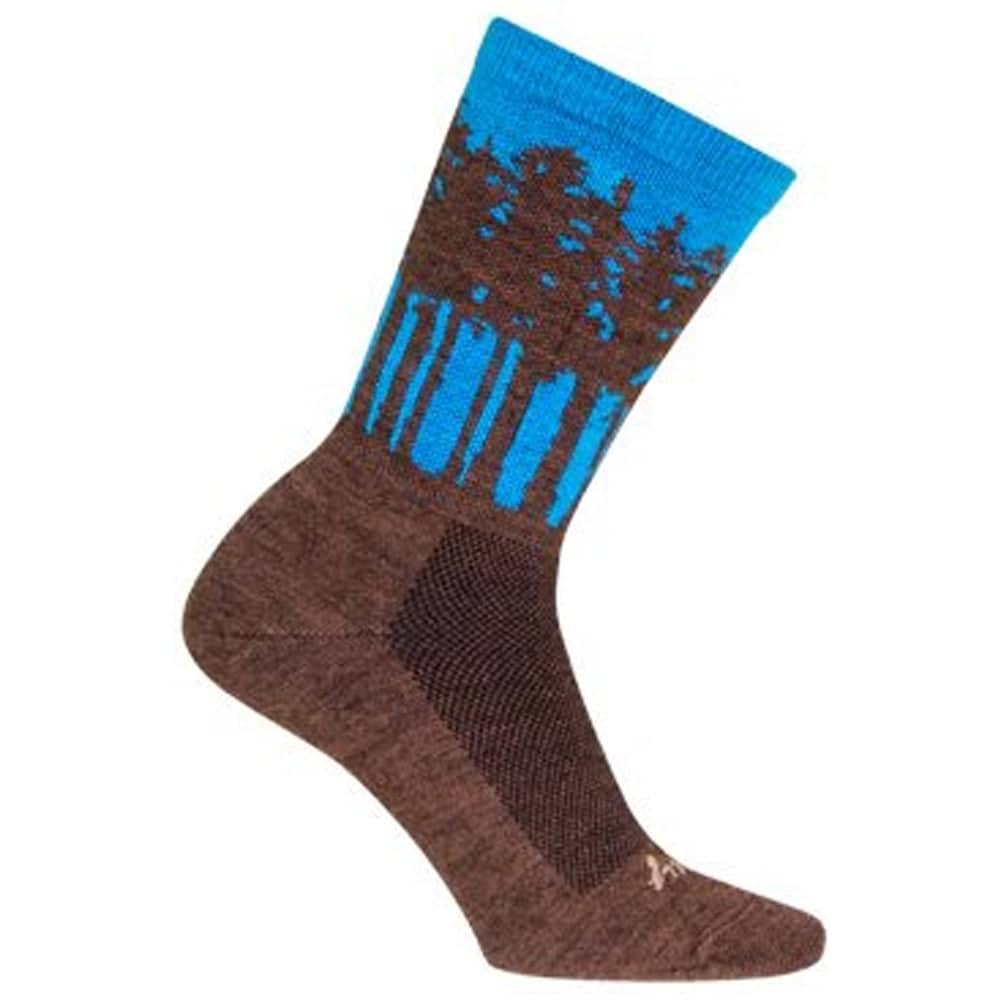 Sock Guy Tree Line 6" Wool Crew Socks in Brown/Blue - Image 3 of 4