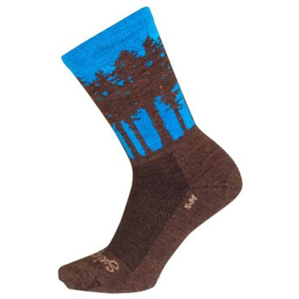 Sock Guy Tree Line 6" Wool Crew Socks in Brown/Blue - Image 4 of 4