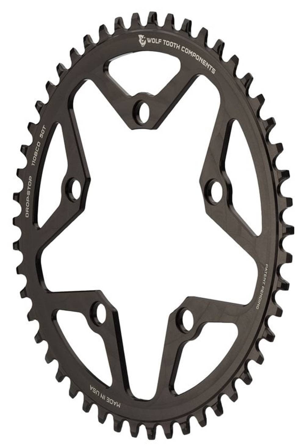Wolf Tooth 110 BCD Cyclocross & Road Drop Stop B Chainrings in Black - Image 2 of 2