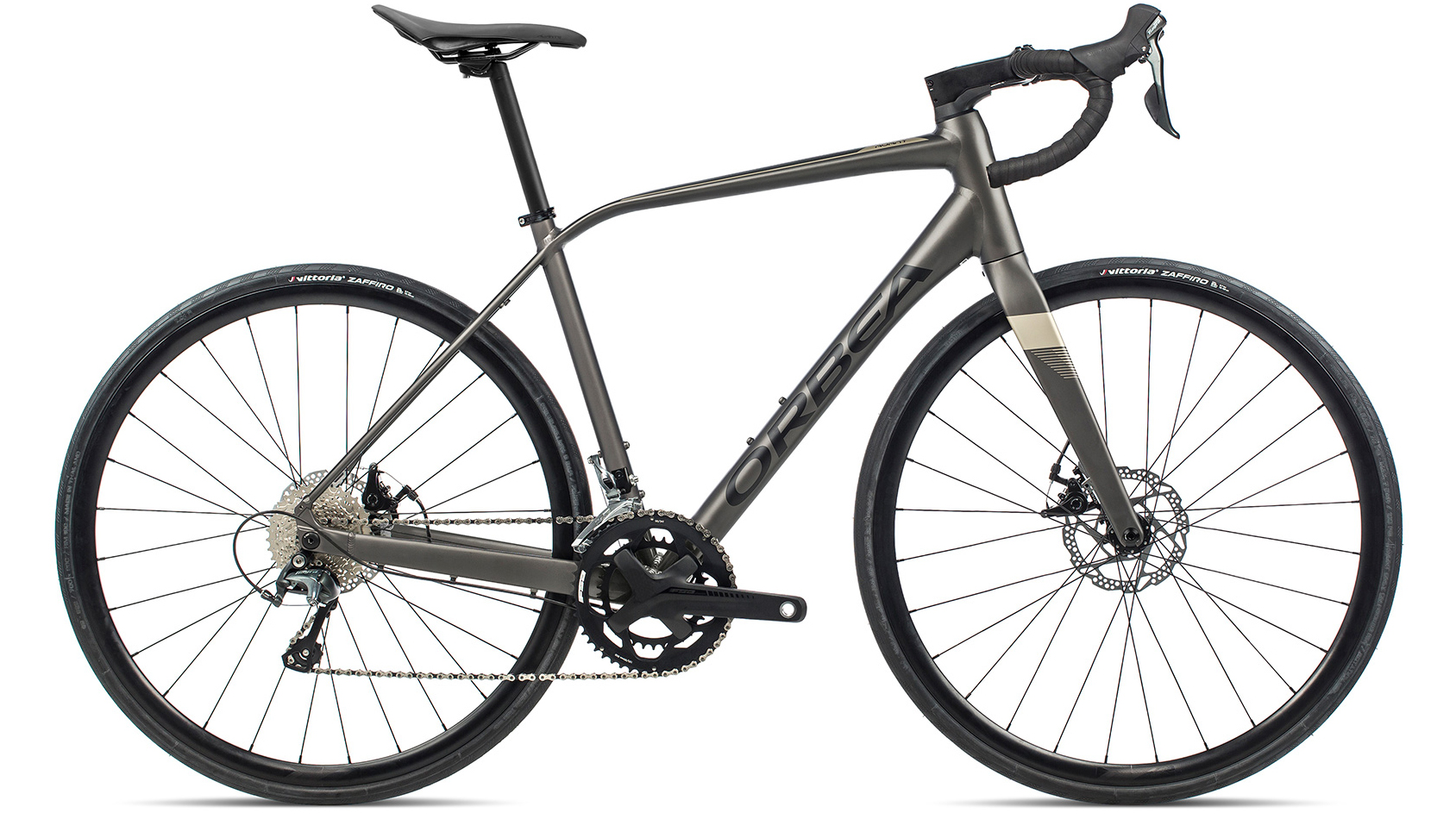 Grey Orbea Avant H40-D road bike with Shimano Tiagra groupset and disc brakes