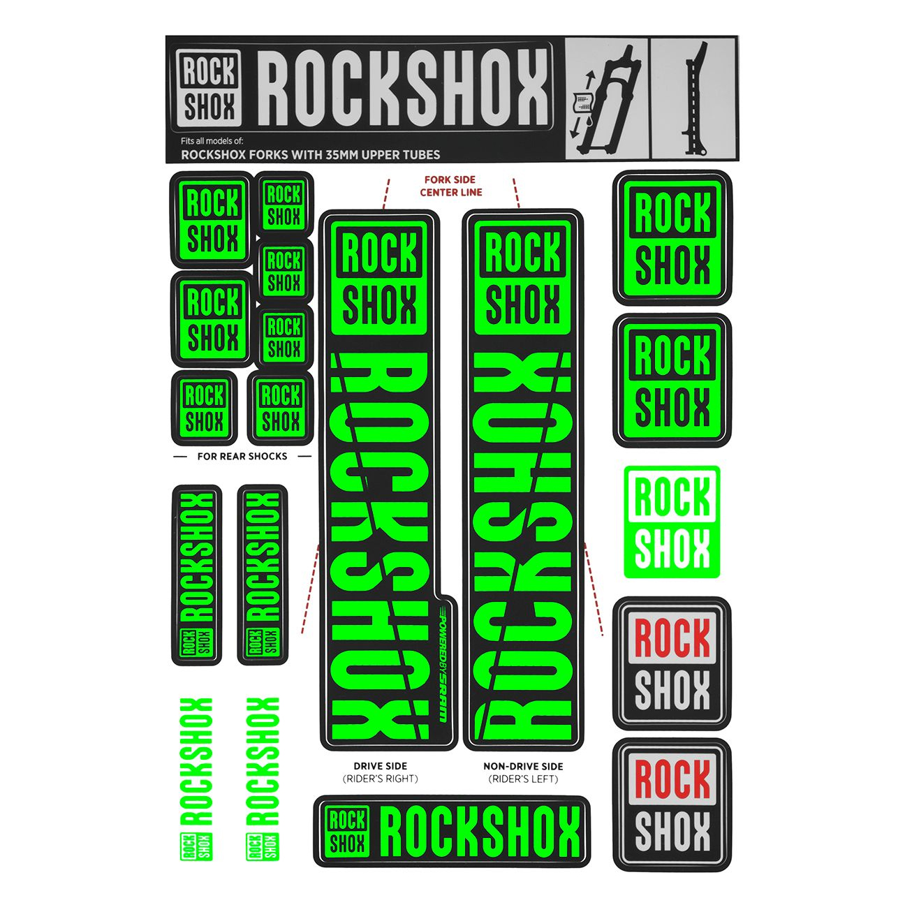 Rockshox Decal Kit 35mm Blue for sale online
