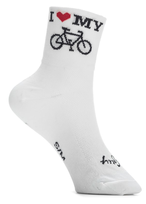 Sock Guy | I Heart My Bike Cycling Socks Men's | Size Large/Extra Large in White